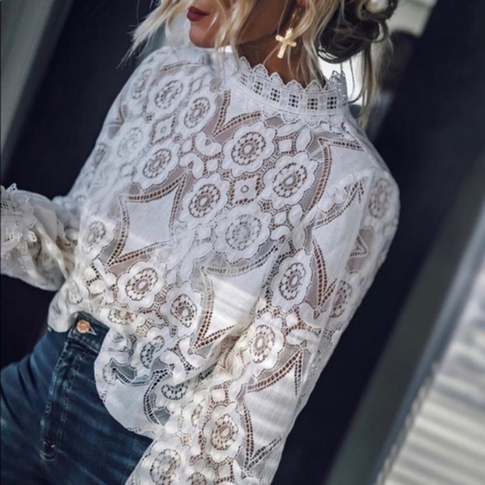💥LAST ☝️ SIZE M💥 Mock Neck All Lace Blouse